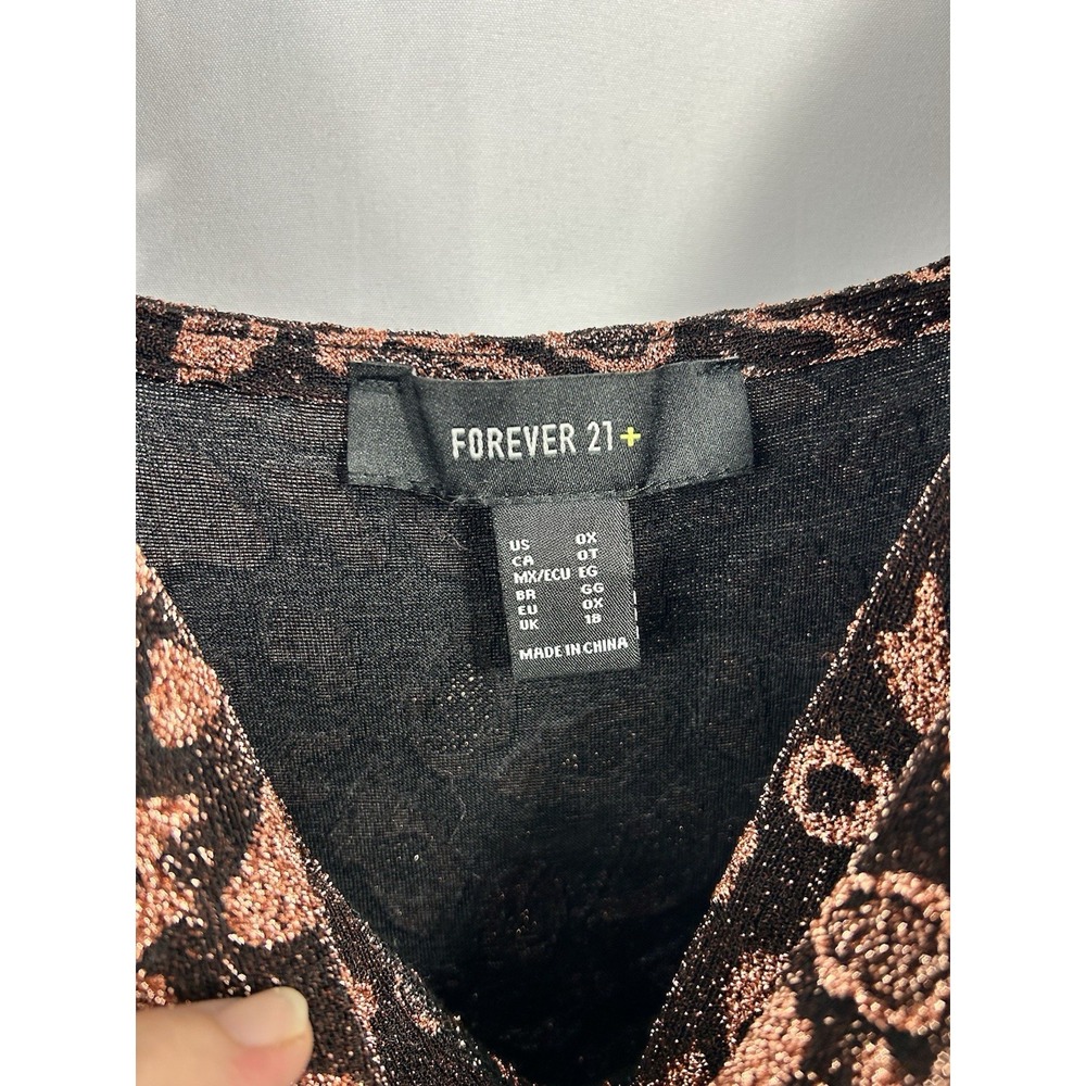 Forever 21 Plus 0X Leopard Slip Dress Metallic Copper Grunge Party Clubwear Y2K - Picture 5 of 11